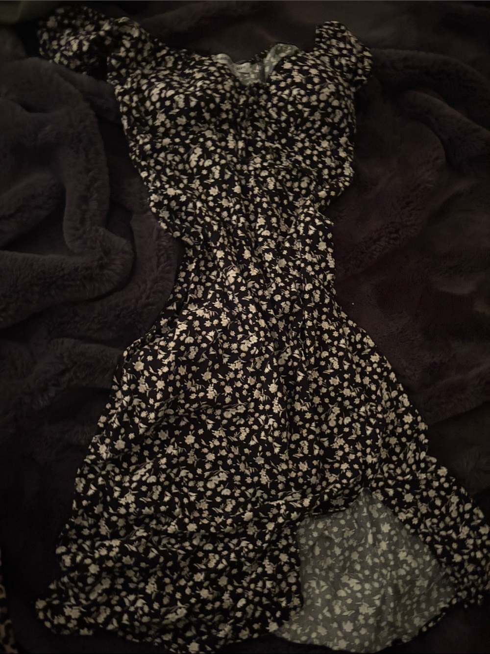Steve Madden Black Midi Dress with Cream Floral Print